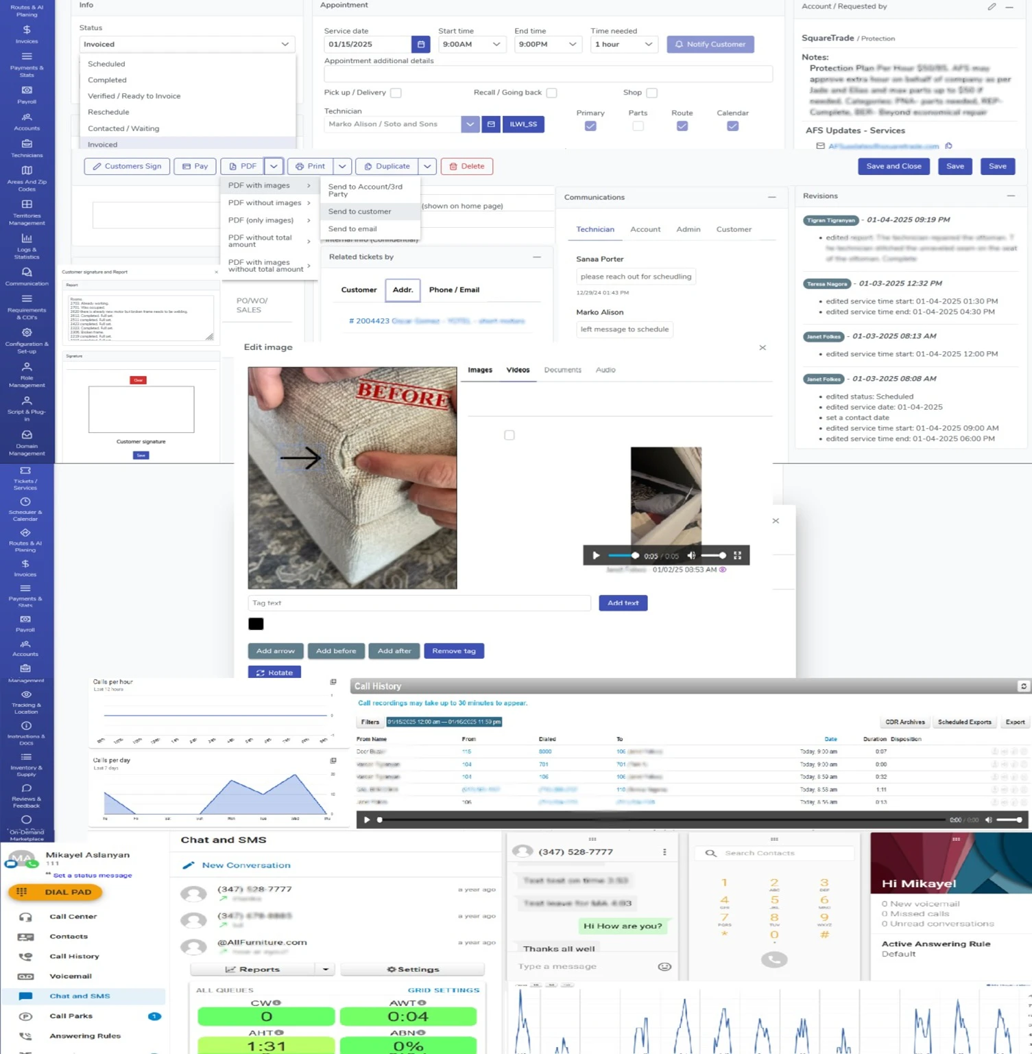 screenshot of ServiceJan Field Service Management